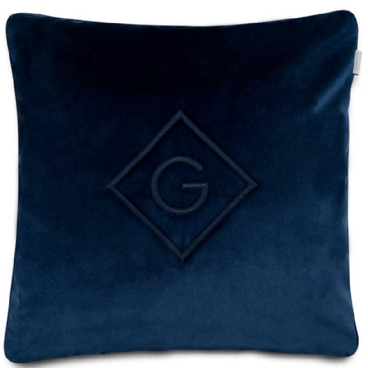 Наволочка декоративная Gant Home Velvet G, цвет темно-синий