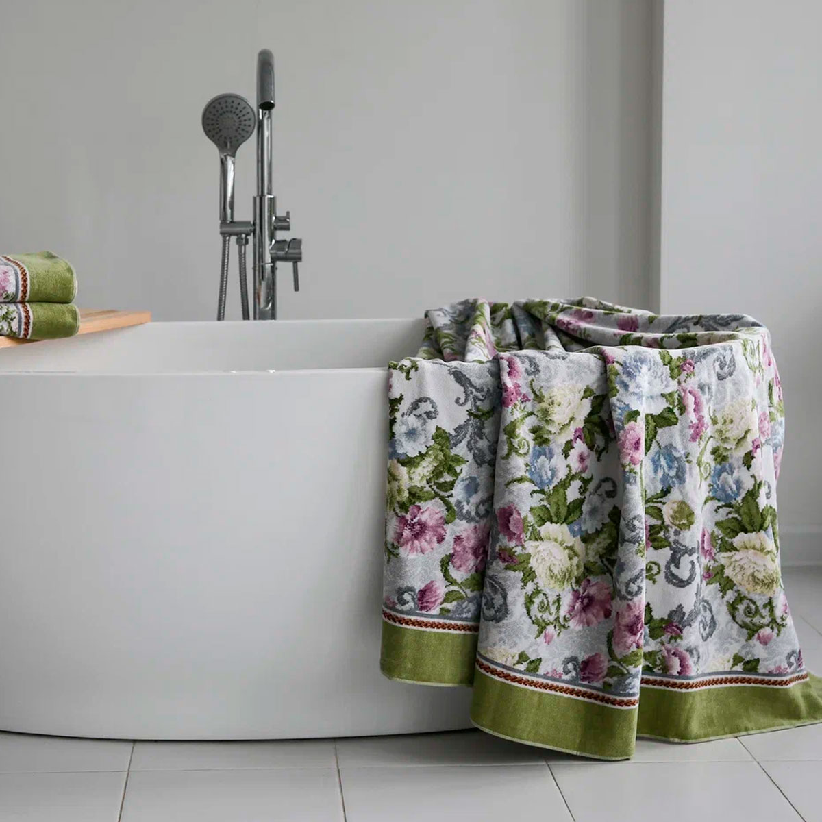 Полотенце Feiler Ekaterina 75x150см, цвет зеленый