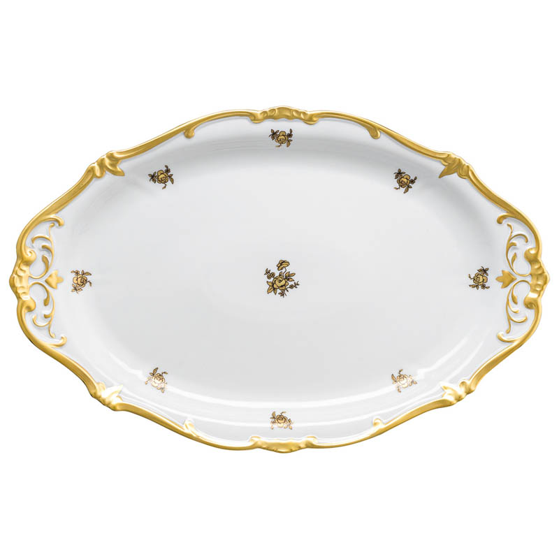 Блюдо овальное Weimar Porzellan Роза Золотая