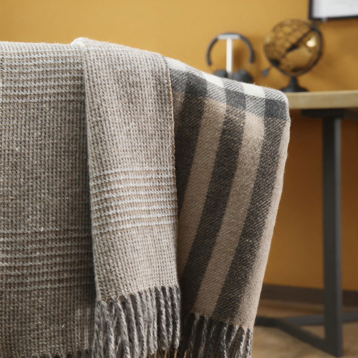 Плед 150x200см Biederlack Naturals & Plaids Двойная клетка