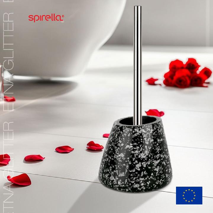 Ерш для унитаза, 37см, Spirella Etna Glitter, пластик, цвет черный