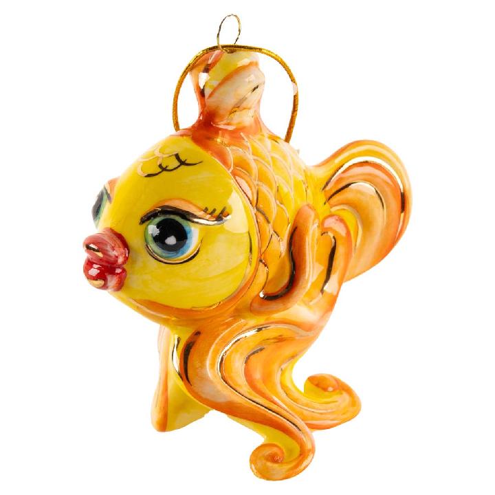 Елочная игрушка Лефортовский фарфор Русские сказки Золотая рыбка