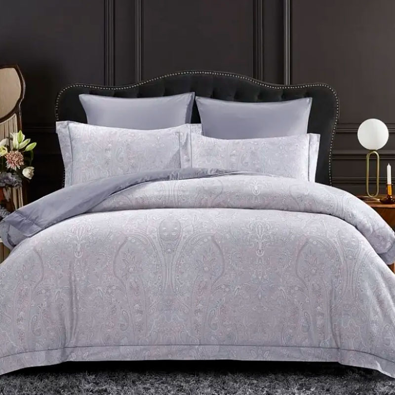 Комплект постельного белья евро Anabella Asabella, узор пейсли на светло-сером