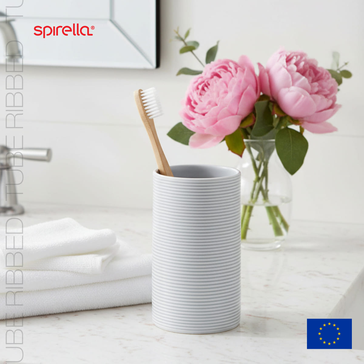 Стакан для зубной пасты Spirella Tube-Ribbed, серый