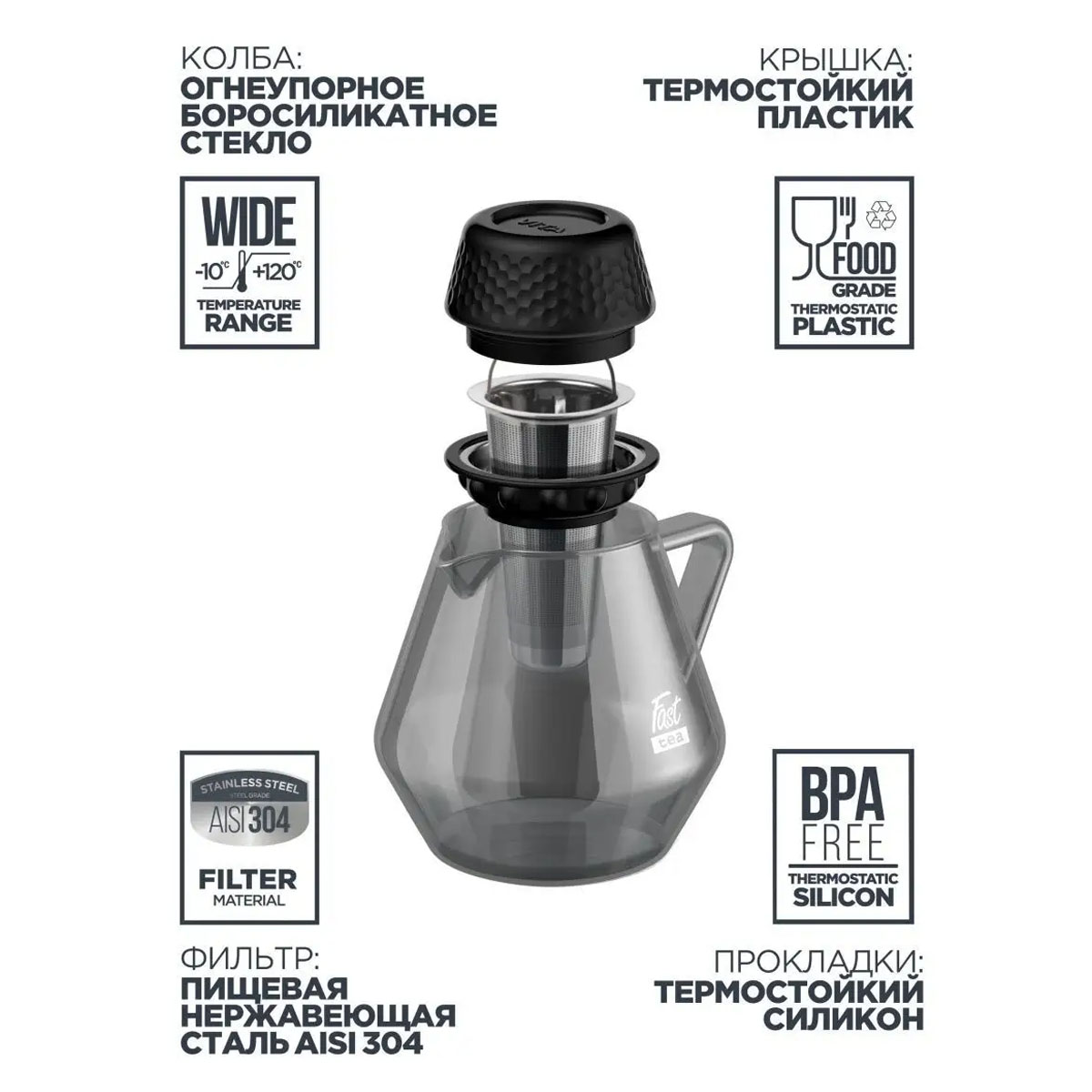 Чайник заварочный универсальный Vitax Fast tea 1л