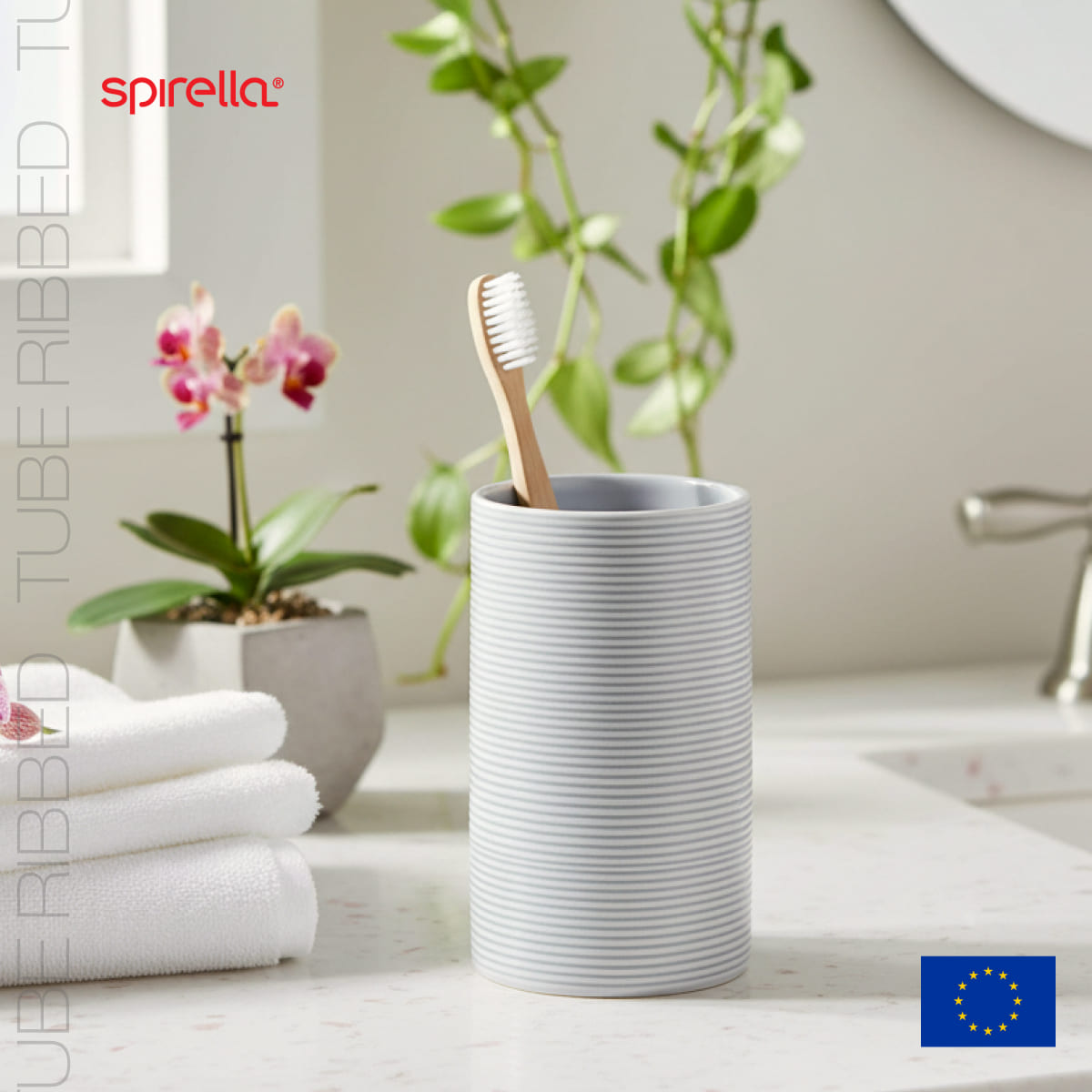 Стакан для зубной пасты Spirella Tube-Ribbed, серый