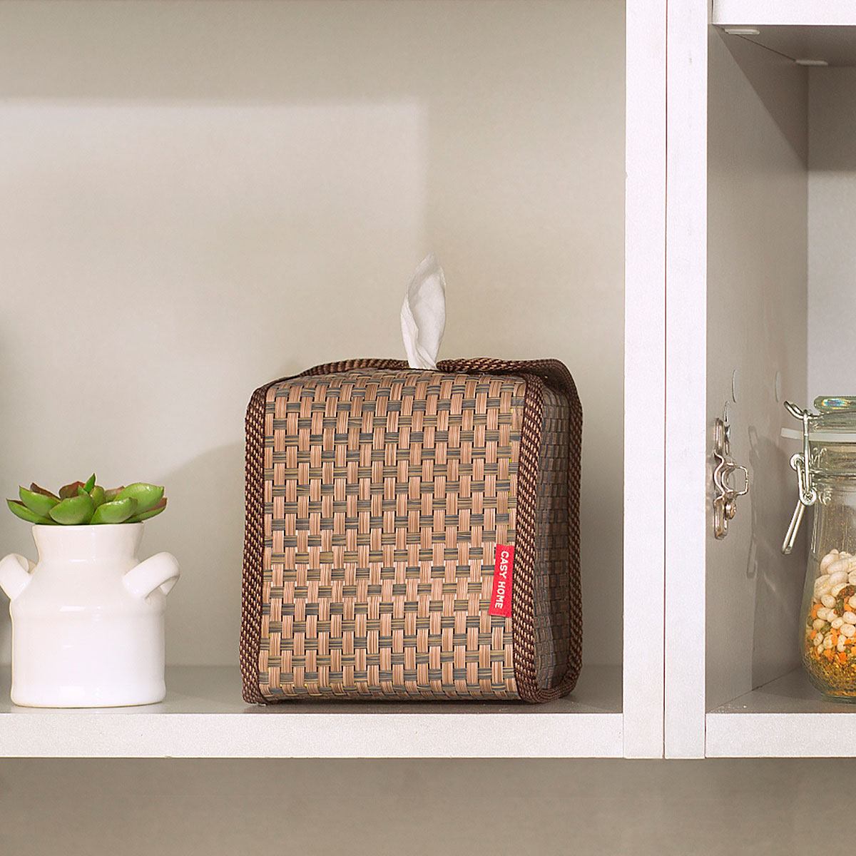 Салфетница Casy Home 14x11x14см, цвет коричневый