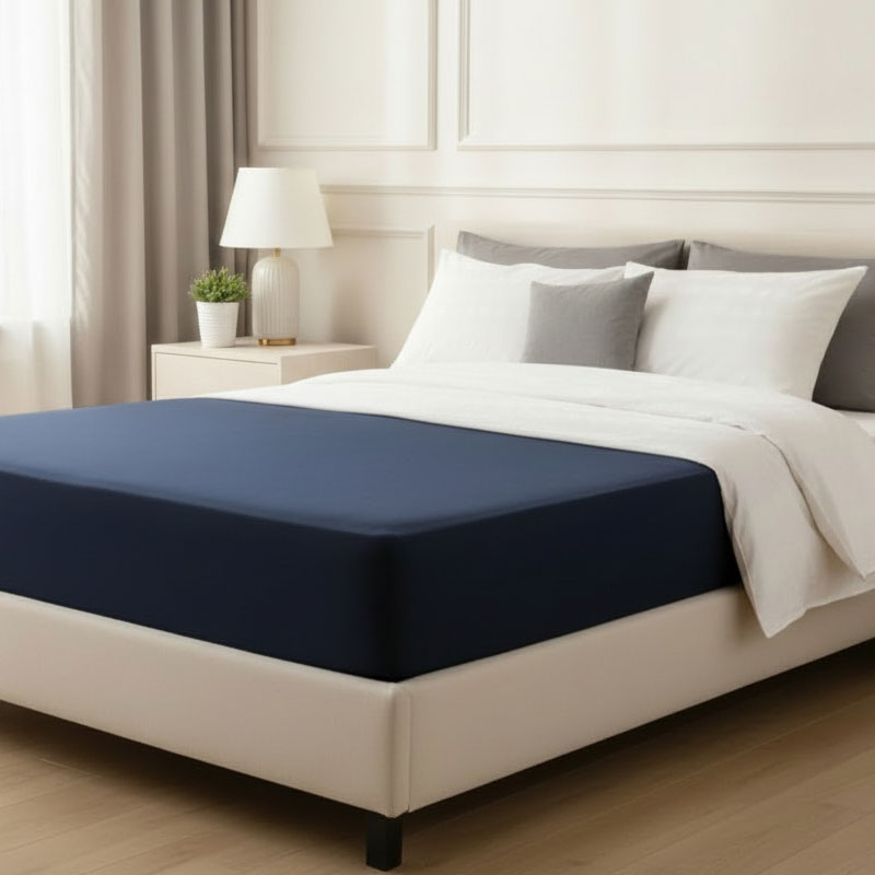 Простыня натяжная 1,5-спальная Pappel Comfort, цвет темно-синий