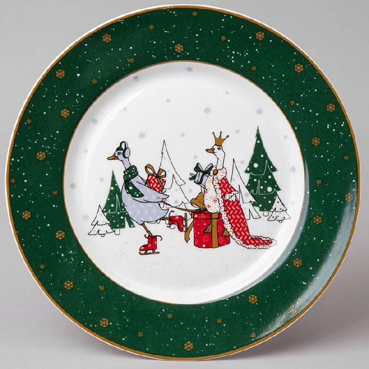 Тарелка обеденная Lefard Family Christmas Гуси с подарками 25см
