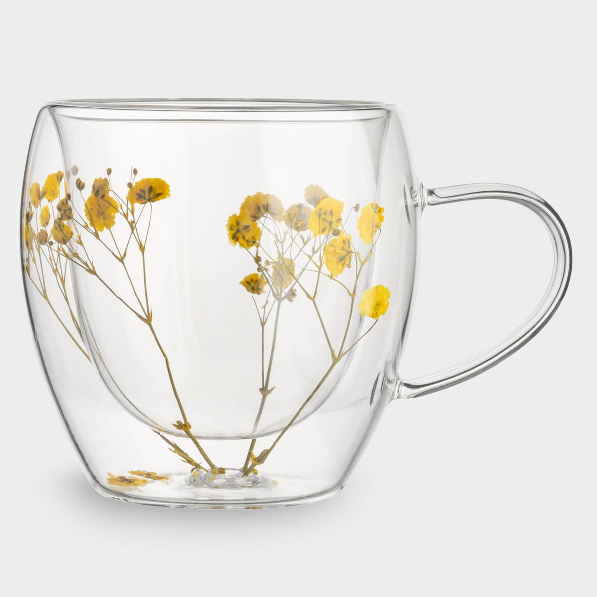 Кружка с сухоцветами внутри Anna Lafarg Лимоны Желтые цветы