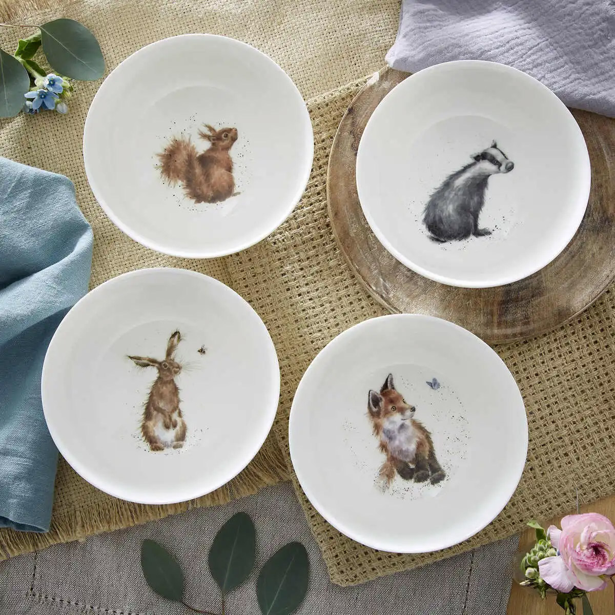 Набор салатников Royal Worcester’s Wrendale Designs Барсук, заяц, белка, лиса 4шт