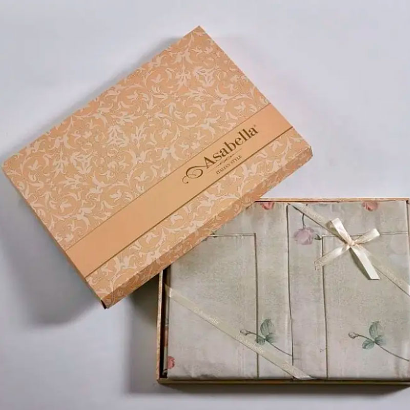 Комплект постельного белья евро Anabella Asabella, цветы на светло-сером