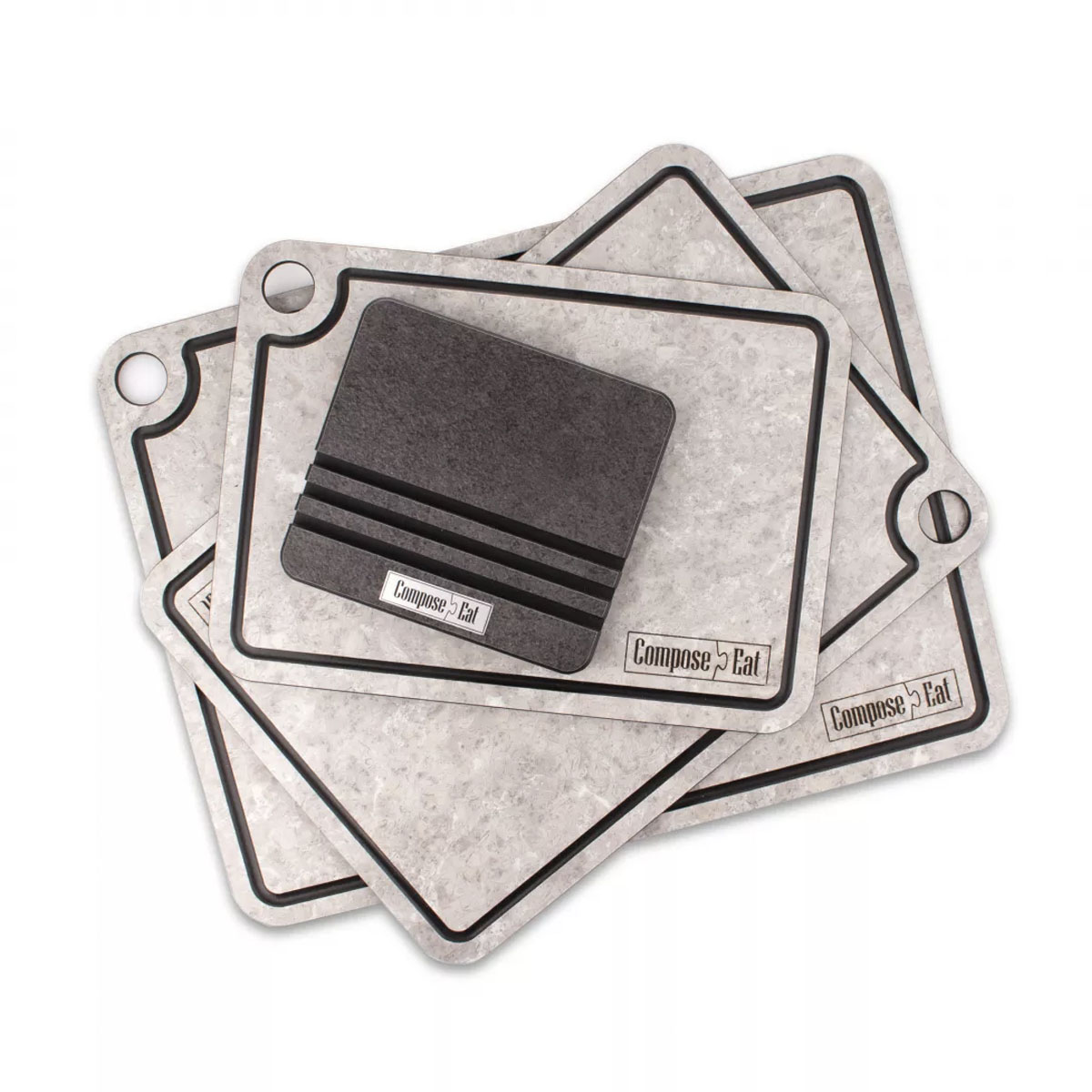 Набор разделочных досок на подставке ComposeEat Elegance белый камень