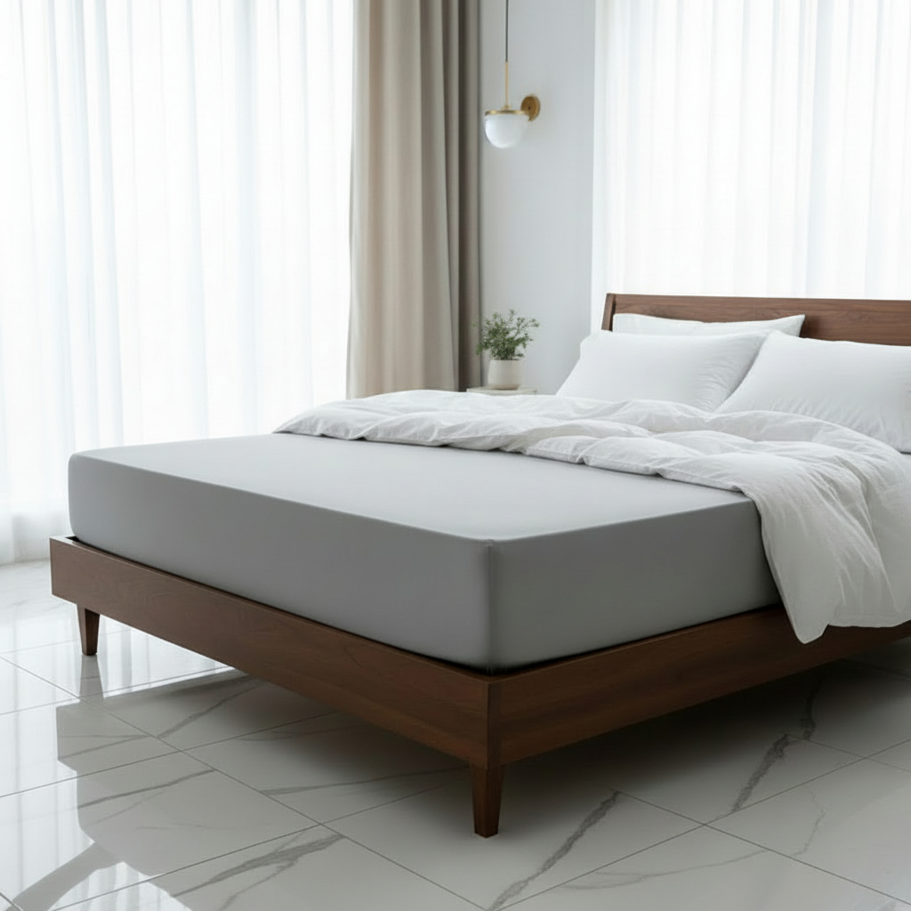 Простыня натяжная 1,5-спальная Pappel Comfort, цвет теплый серый