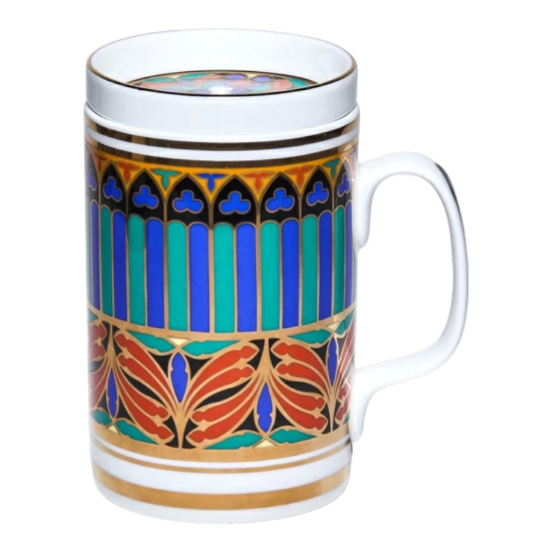 Кружка с блюдцем и крышкой Императорский фарфоровый завод Готический