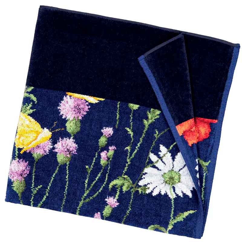 Плед Feiler Daisy Field Blue 150x250см, иссиня-черный