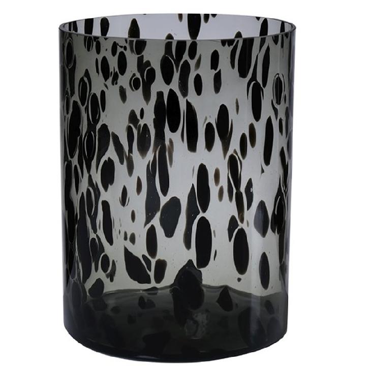 Ваза Hakbijl Glass Cylinder Tiger Black 25x19см