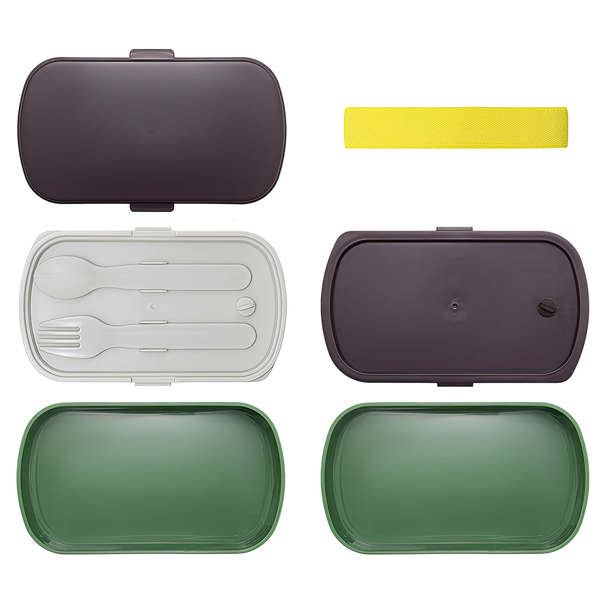 Ланч-бокс с приборами Smart Solutions Food Time, серый с зеленым