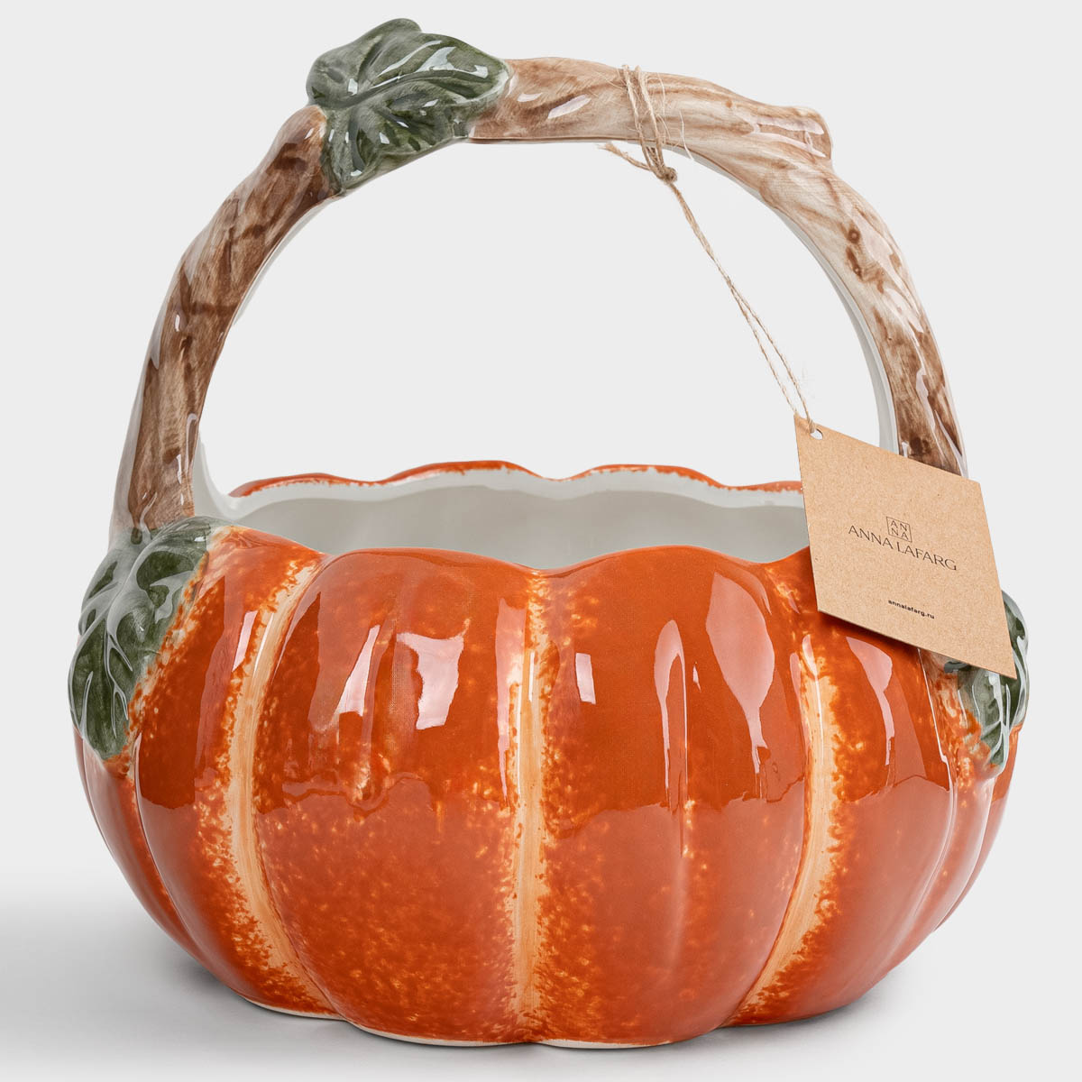 Конфетница Anna Lafarg Bright Pumpkin Тыква с листами