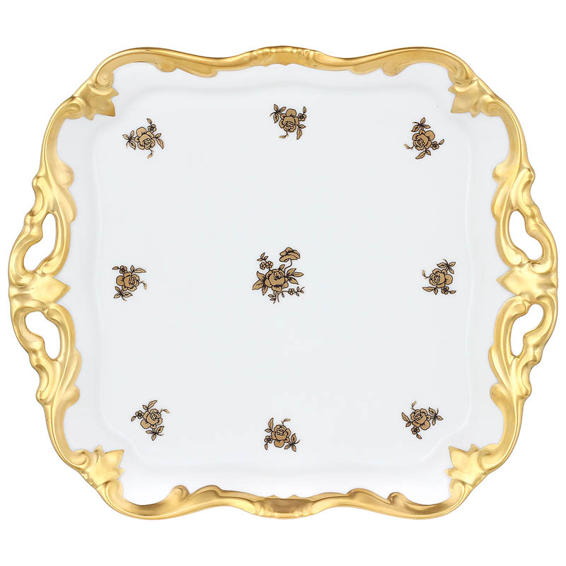 Блюдо квадратное Weimar Porzellan Роза Золотая 21см