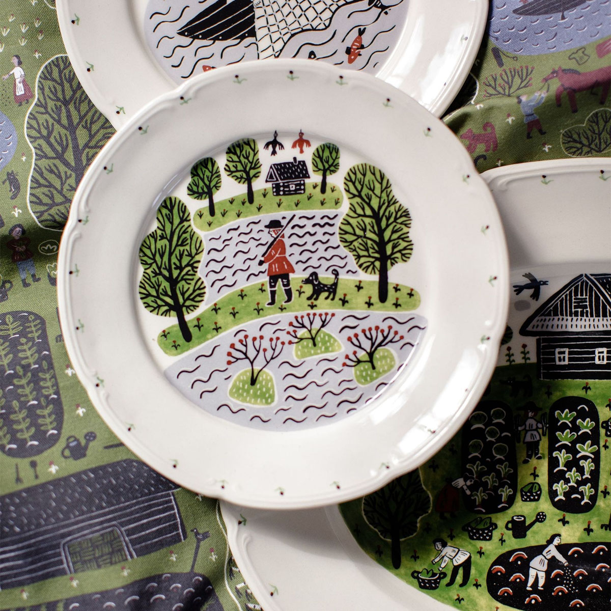 Тарелка обеденная Дымов Керамика Огород Уткина Охота