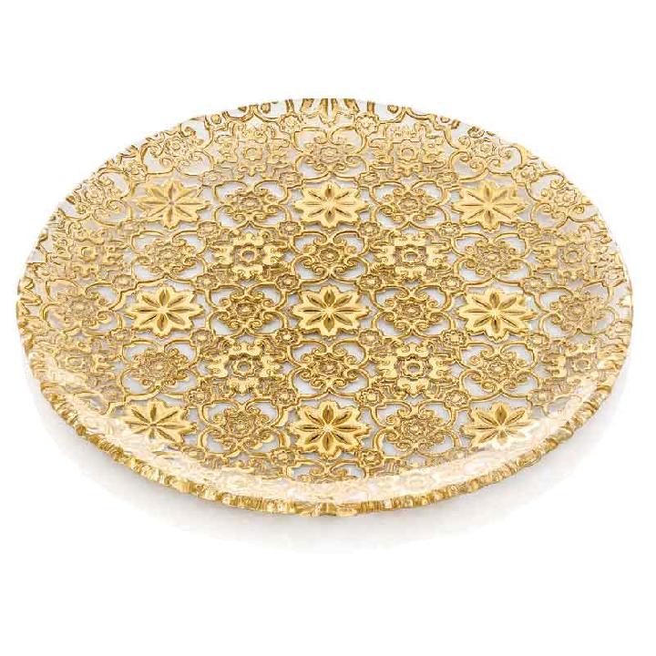 Блюдо IVV Arabesque 37см, золотые листья