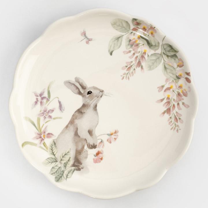 Тарелка обеденная Anna Lafarg Пасха Натуральная Кролик с цветами