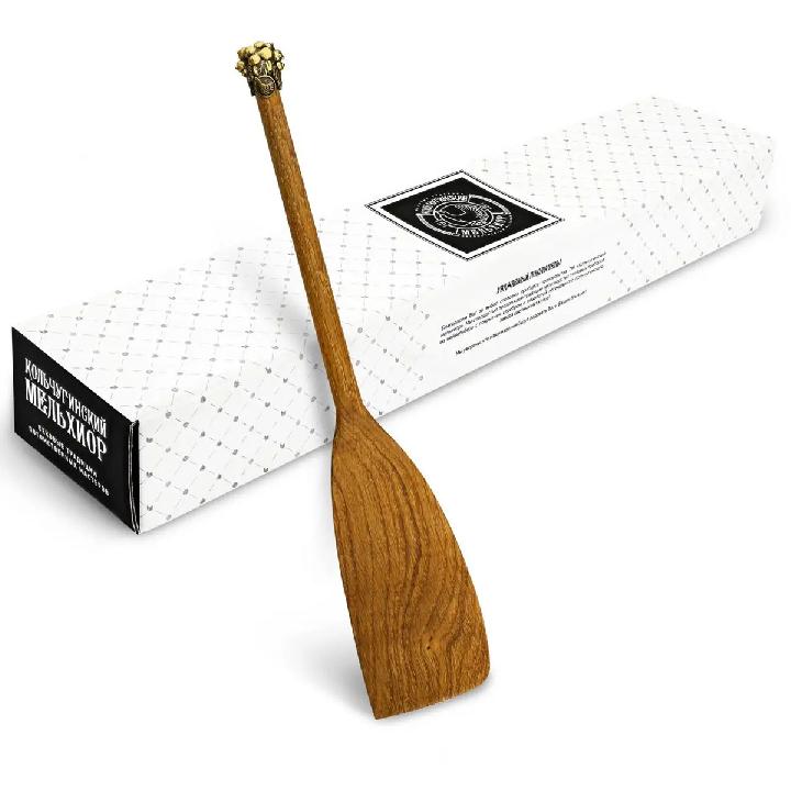 Лопатка Кольчугинский Мельхиор Смородина, деревянная с латунной накладкой широкая