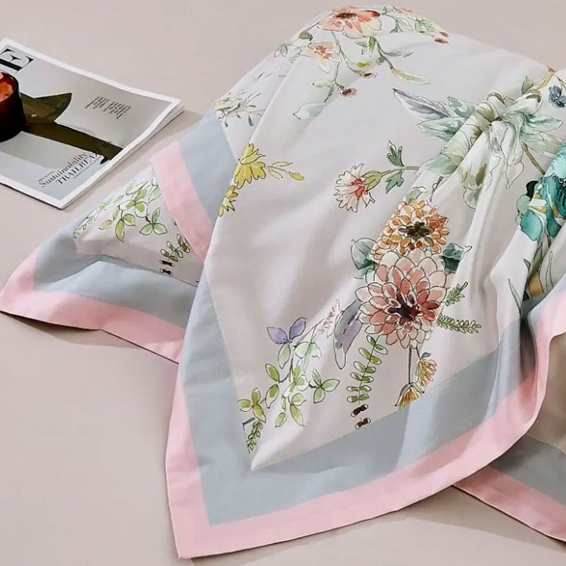 Комплект постельного белья евро Anabella Asabella, цветы на светло-бежевом