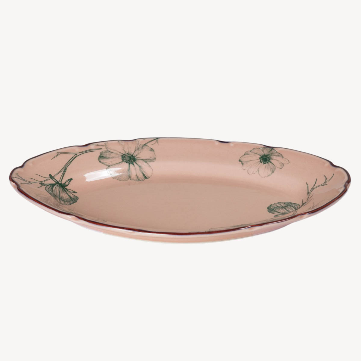 Блюдо овальное Дымов Керамика Космея день 12:00