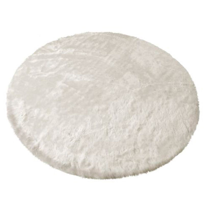 Коврик меховой Shahintex круглый, белый кролик