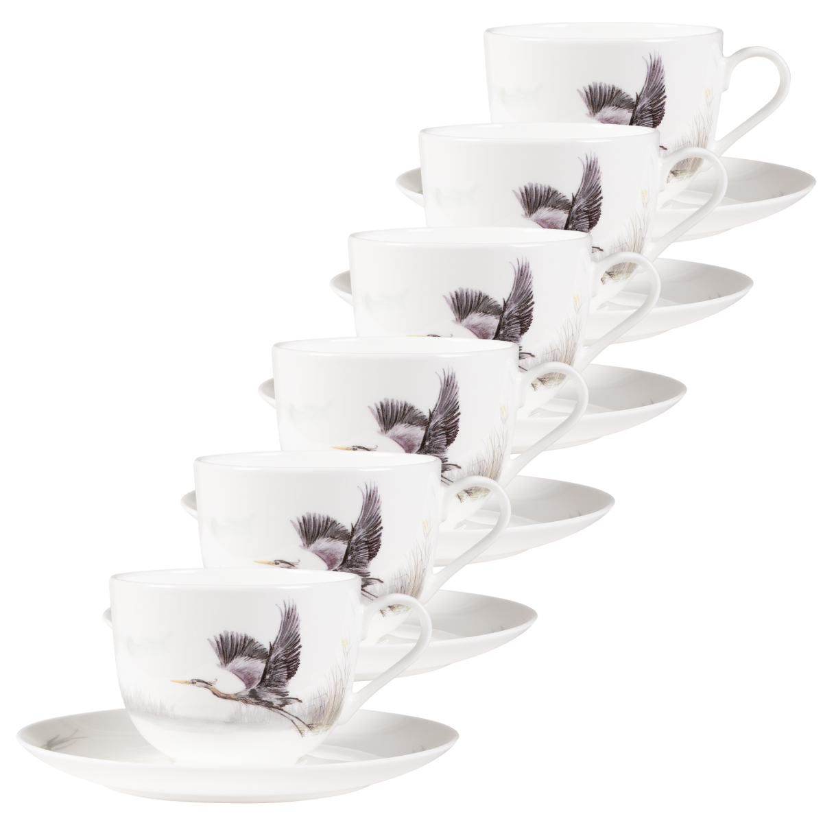 Набор чайных пар Zapel Ardea Cinerea 12 предметов на 6 персон