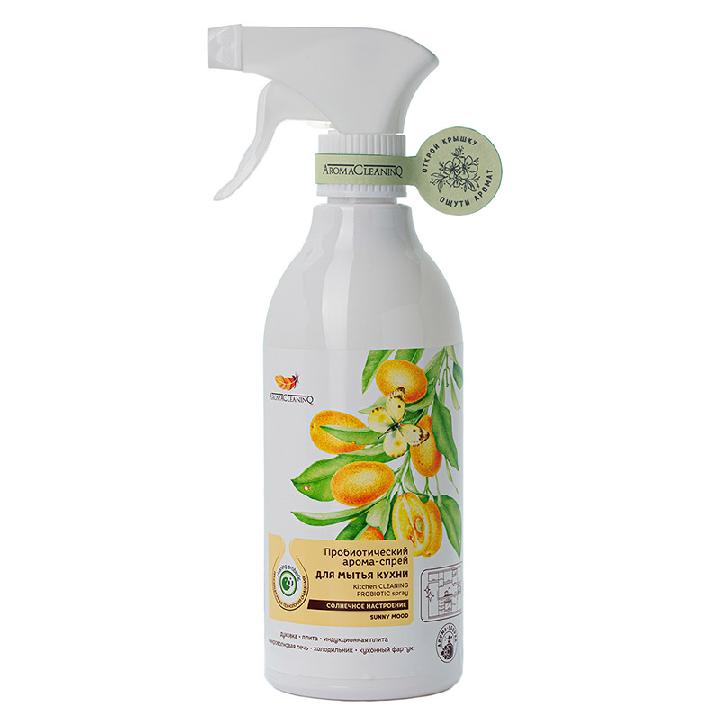 Спрей для мытья кухни AromaCleaninQ Солнечное настроение с пробиотиками, 500мл