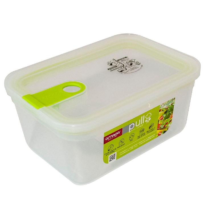 Контейнер прямоугольный Omada Pull box chef 1500мл неоново-зеленый