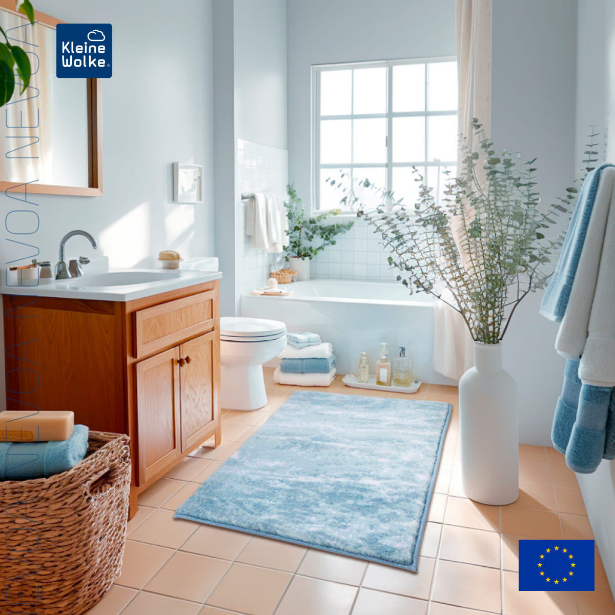 Коврик для ванной комнаты Kleine Wolke Nevoa 70x120см, светло-голубой