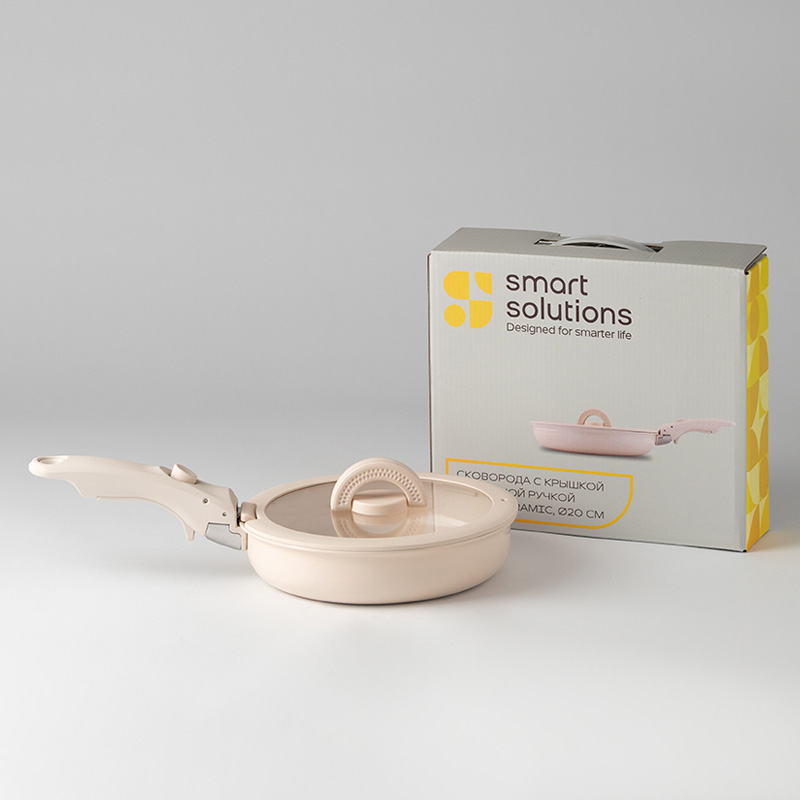 Сковорода с крышкой и съемной ручкой Smart Solutions Smart Ceramic 20см