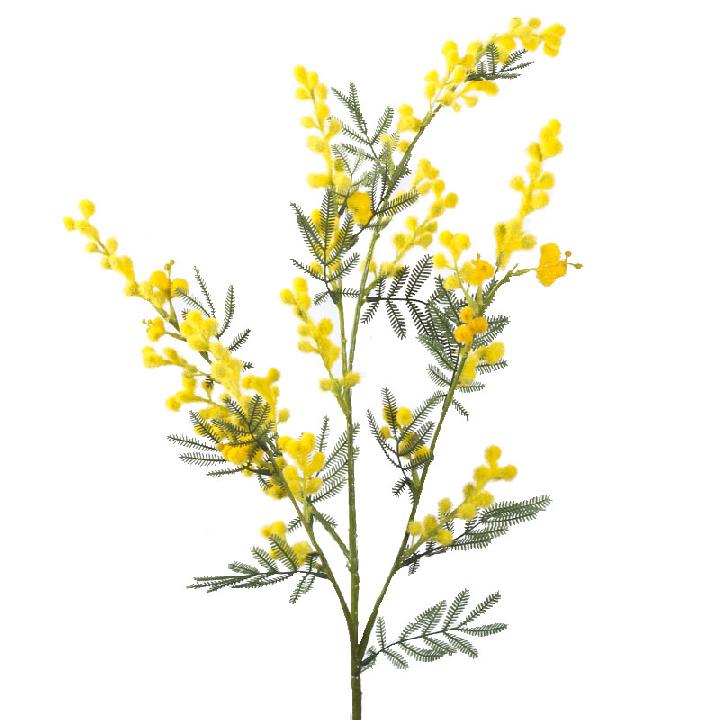 Цветок искусственный ветка Мимоза Silk-ka 75см, желтый