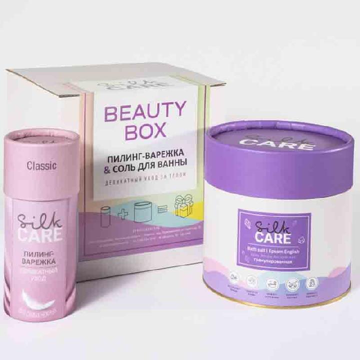 Набор №3 Silk Care Classic Соль для ванны Английская гранулированная и варежка для пилинга из шелка