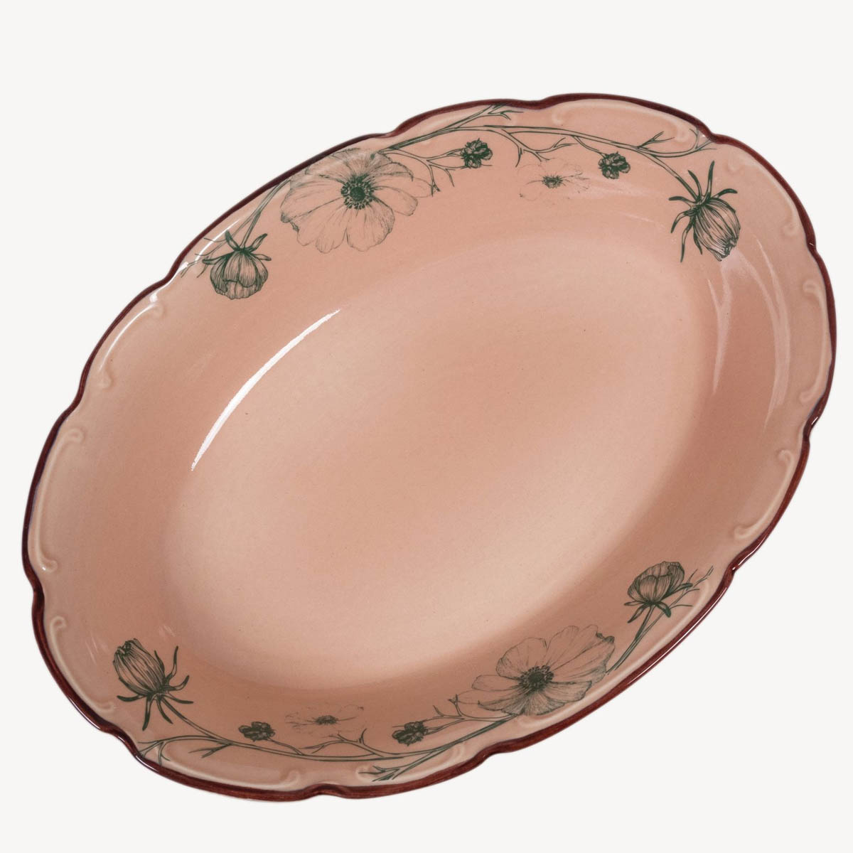 Салатник овальный Дымов Керамика Космея день 12:00