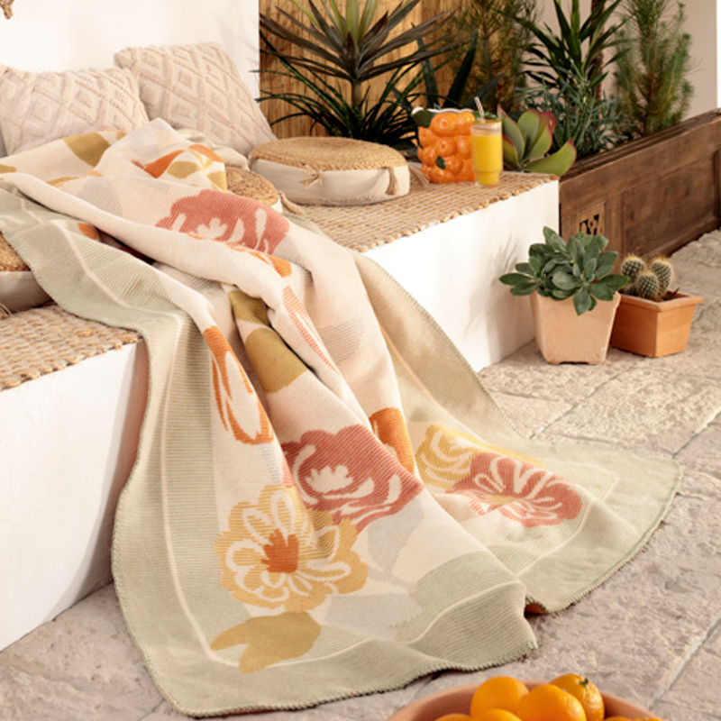 Плед Biederlack Sunset Oasis Bloom Frame 150x200см
