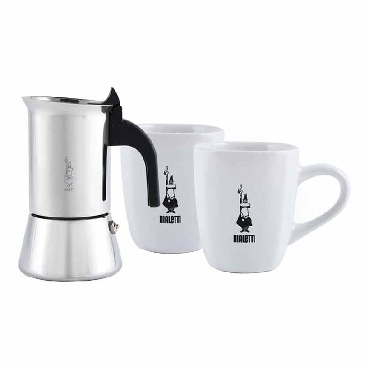 Набор Bialetti Venus гейзерная кофеварка на 2 порции и 2 кружки