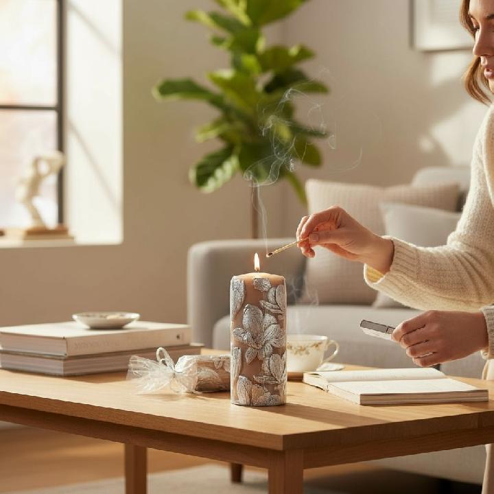 Свеча Zapel Магда 20см крем-брюле