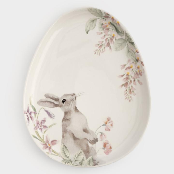 Блюдо Anna Lafarg Пасха Натуральная Кролик с цветами 25х20см