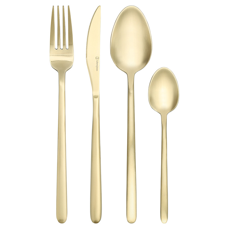 Набор столовых приборов Liberty Jones Pure 24 предмета на 6 персон, матовый золотой