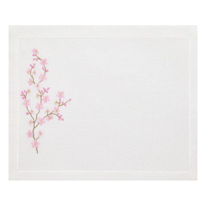 Салфетка подстановочная Amitile Parfume de jardin Сакура 35х50см лен белый, вышивка цветная