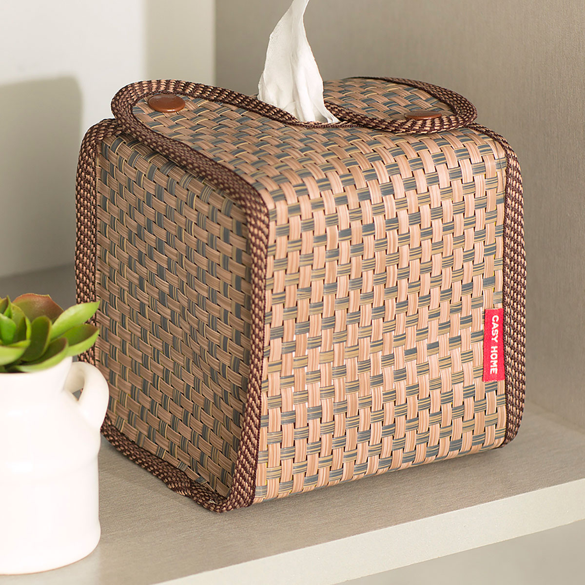 Салфетница Casy Home 14x11x14см, цвет коричневый