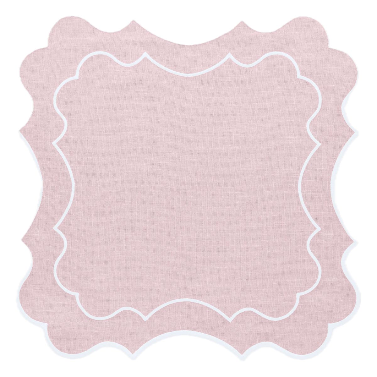 Салфетка сервировочная Amitile Мария-Антуанетта 43х43см лен розовый, вышивка белая