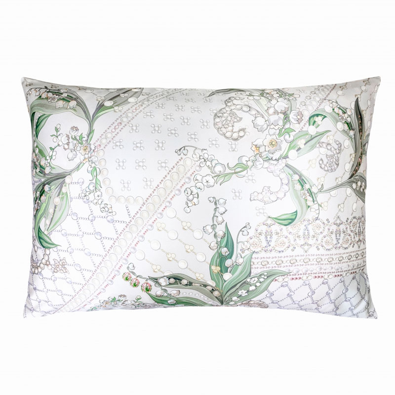 Наволочка 50x70см Mollen Фаберже Ландыши в белом