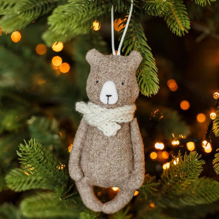 Елочная игрушка New Years Home Decor Медведь текстильный