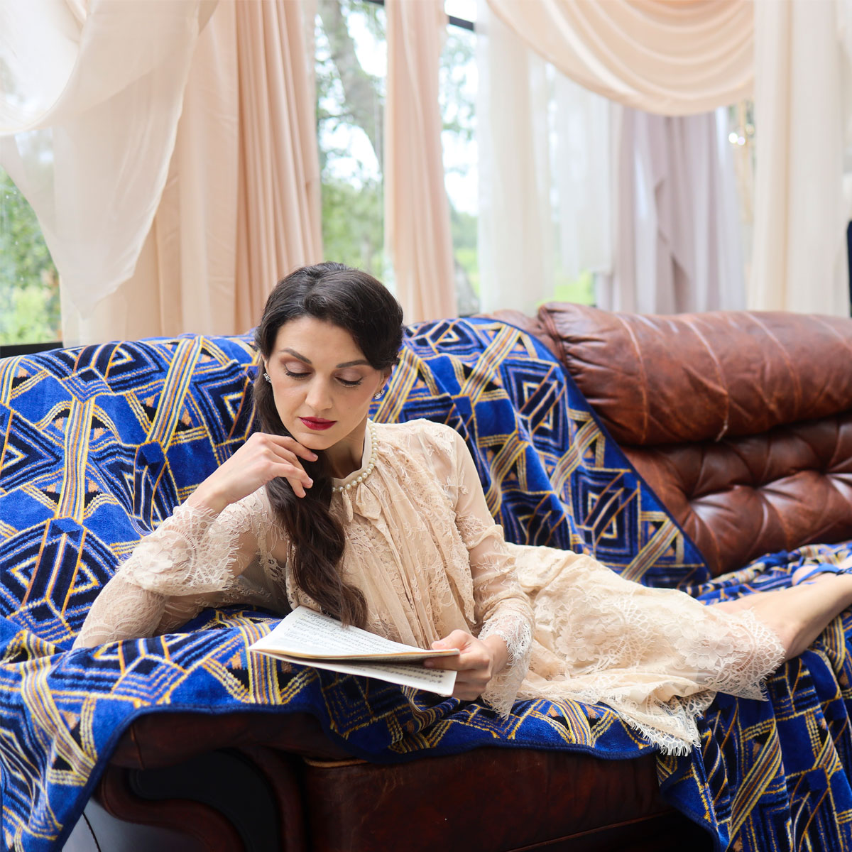 Плед Feiler Gatsby 150x230см, синий